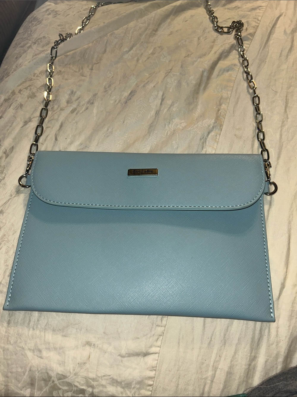 Sleek Light Blue Chain-Strap Crossbody Bag